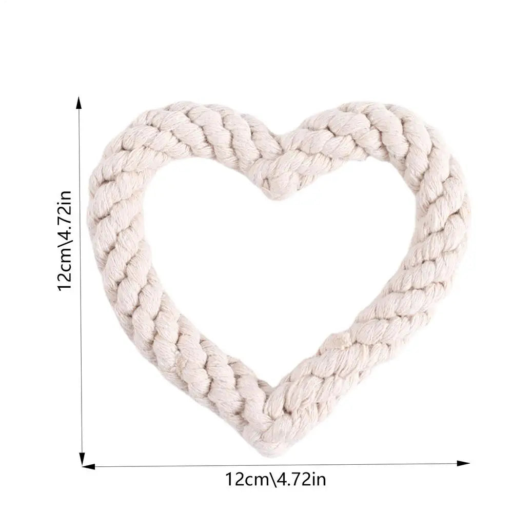 Small Cotton Rope Dog Chew Toy Creative Heart Shaped Pet Chew Toy Bite-resistant Fun Cat Training Teething Toy Pet Supplies