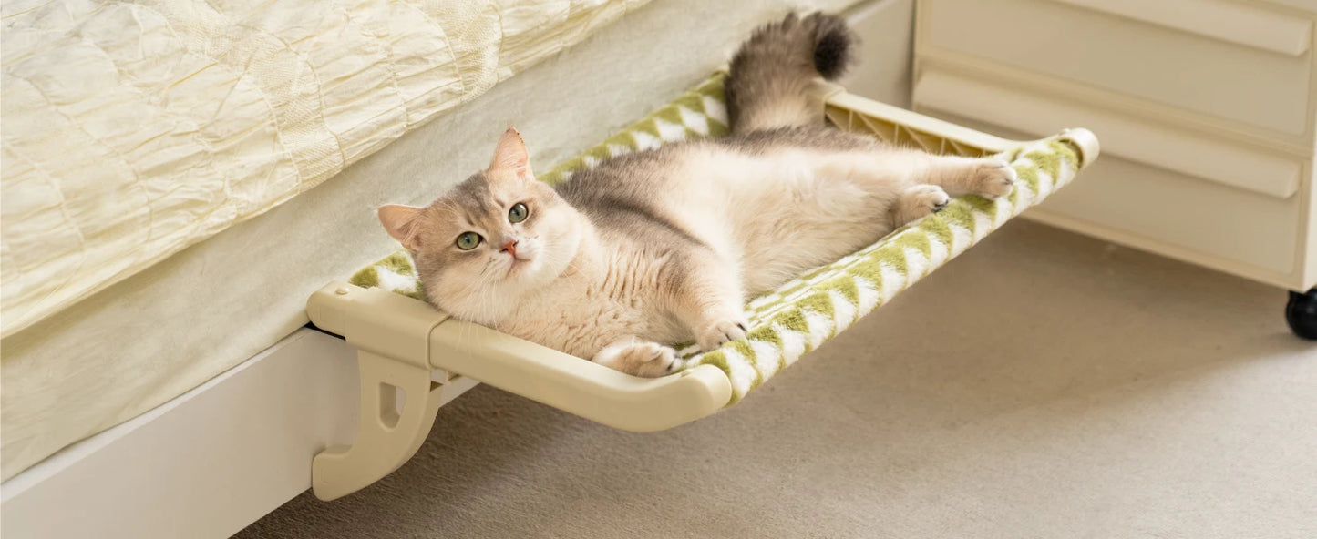 Mewoofun Cat Hammock One-Step Sliding Clamping Slot Adjustment Cat Window Hammock with Removable Covers 30kg Pet Accessories