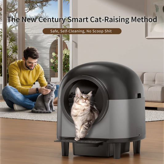 Automatic Cat Litter Box Self Cleaning with App Control & Cat Litter Mat Smart Cat Toilet for Multiple Large Cats