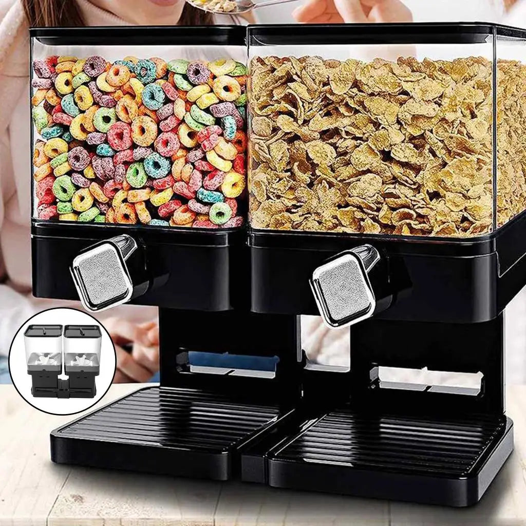 Standing Dry Food Storage Dispenser, 2 Grids Cereal Storage Box, Space