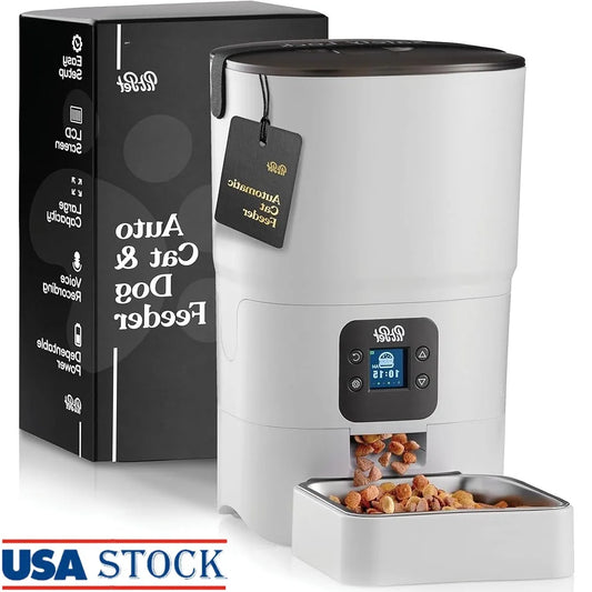 Smart Automatic Cat Feeder 6L Dual Power Supply LCD Timer 9 Portions Pet Safe Design Easy Setup Hygiene Maintenance