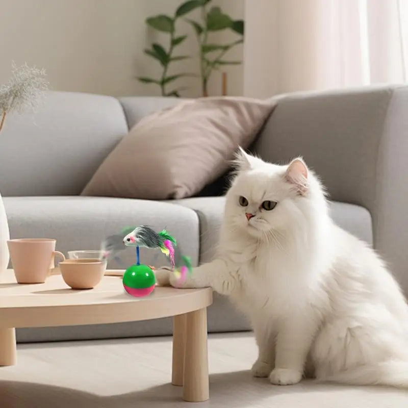 Pet Cat Toys Colorful Feather Mimi Favorite Mouse Kitten Cat Toys Play Balls With Sound Teasing Cat Toys For Catch Cats Supplies
