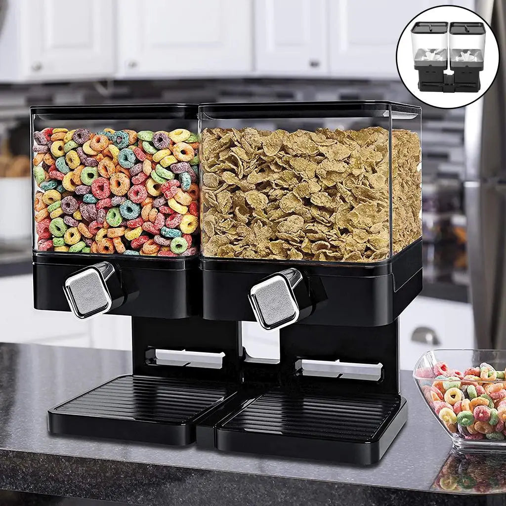 Standing Dry Food Storage Dispenser, 2 Grids Cereal Storage Box, Space