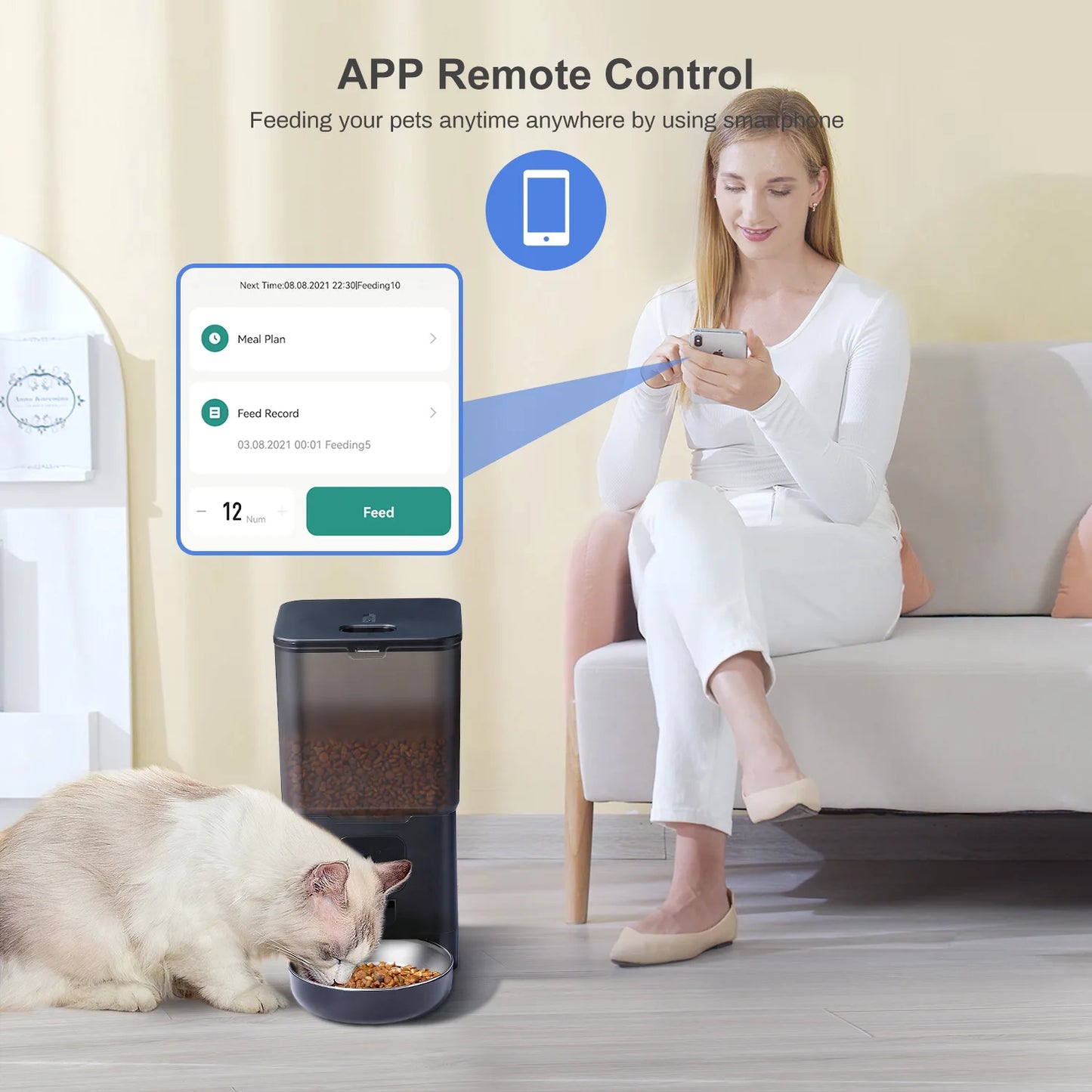 6L Dog Automatic Feeder Transparent Pet Smart Feeder 2L Cats Dispenser Feeding Bowl Remote Tuya WIFI Control Dry Food Pet Feeder