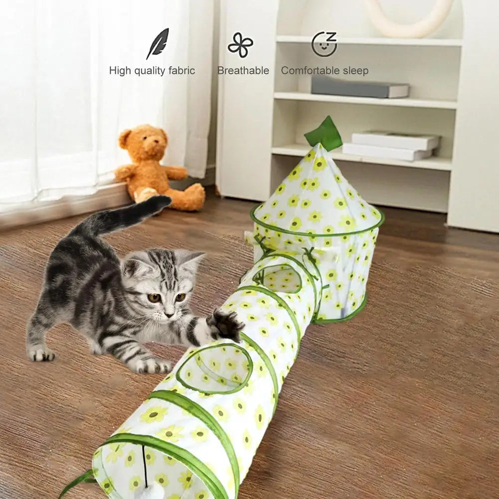 Cat play tunnel interactive toy Cats Scratching Running Toy Foldable Breathable Drill Barrel Indoor Pet cat passage amusing toys