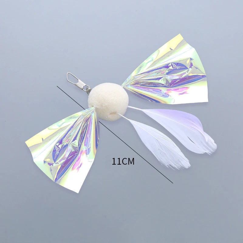 Cat Toys Funny Cat Stick Replacement Head Plush Feather Bird with Bell Toys Interactive Magic Wand DIY Feathers Pet Supplies