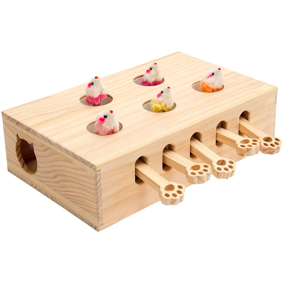 Mewoofun Cat Toys Interactive Whack-a-mole Solid Wood Toys for Indoor Cats Kitten Catch Mice Game
