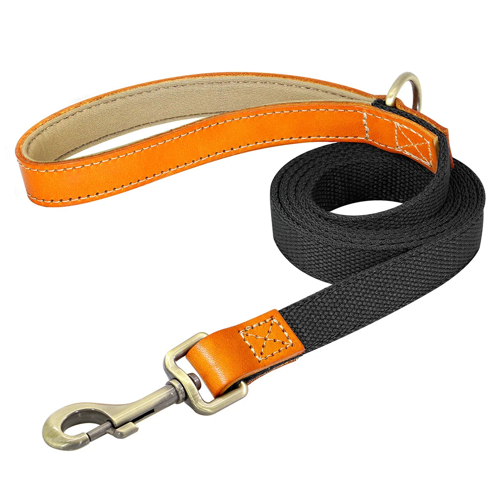 150cm Dog Walking Leash Durable Nylon Pet Dogs Lead Rope With PU Leather Handle For Small Medium Large Dogs French Bulldog