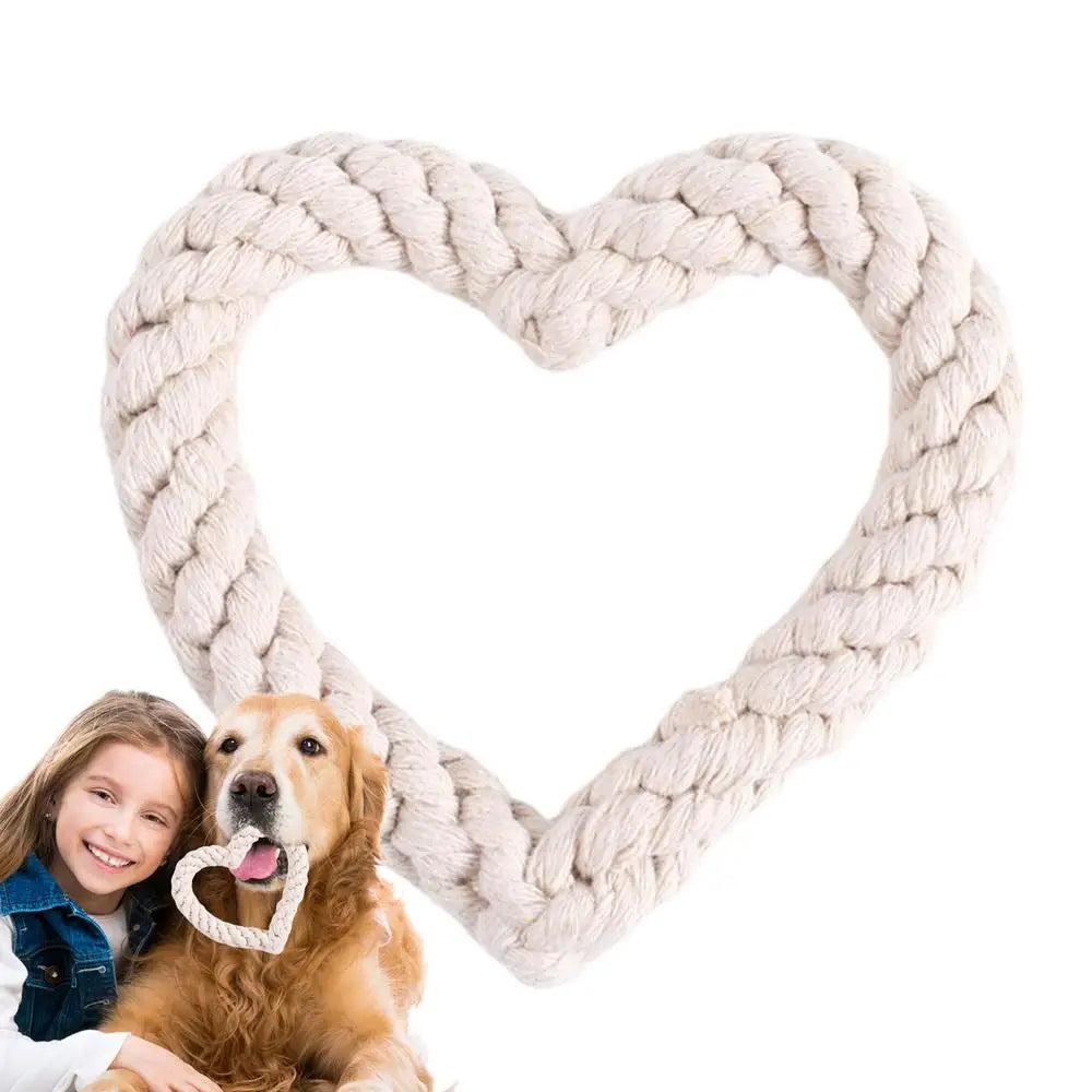 Small Cotton Rope Dog Chew Toy Creative Heart Shaped Pet Chew Toy Bite-resistant Fun Cat Training Teething Toy Pet Supplies