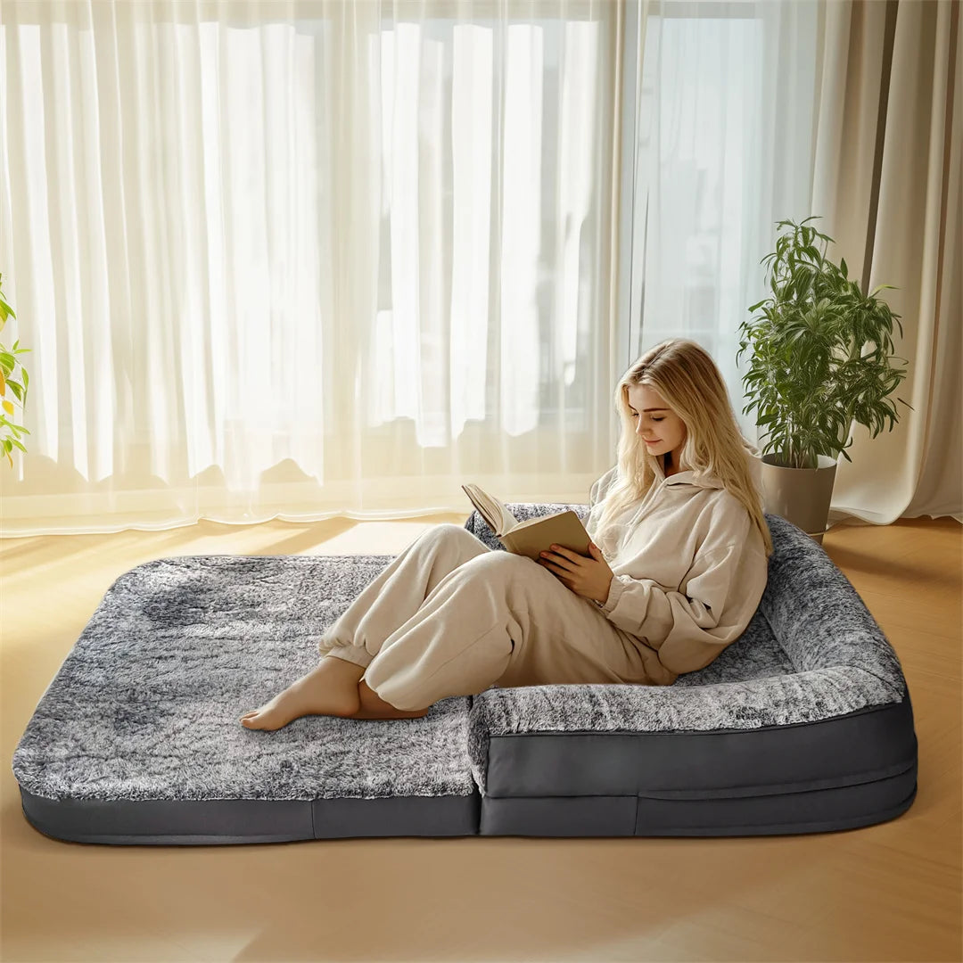 180cm Long Human-Size Giant Dog Bed Foldable Calming Pet Dog Bed Plush Cover Orthopedic