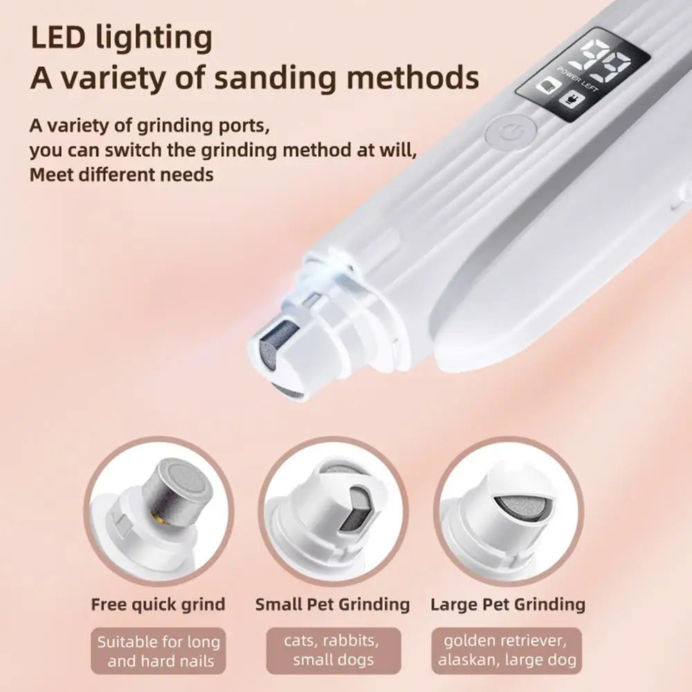 Pet Paws Trimmer Electric Rechargeable Dog Nail Trimmer With LED Light Ergonomic Pet Paws Grooming Tool Quiet File Toenail