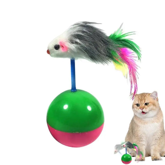 Pet Cat Toys Colorful Feather Mimi Favorite Mouse Kitten Cat Toys Play Balls With Sound Teasing Cat Toys For Catch Cats Supplies