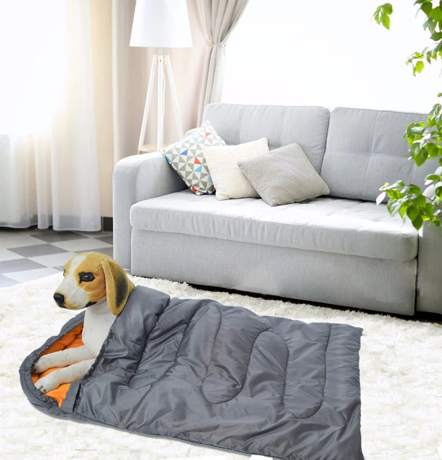 Fleece Pet Sleep Bag Bed Mat, Blanket Cushion Mattress, Drawstring, Outdoor Camping Dog Mats