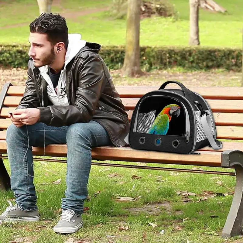 Bird Travel Carrier Parakeet Travel Carrier Bag Foldable & Handheld Breathable Shoulder Bag For Parrot Hamster Pigeon & Small