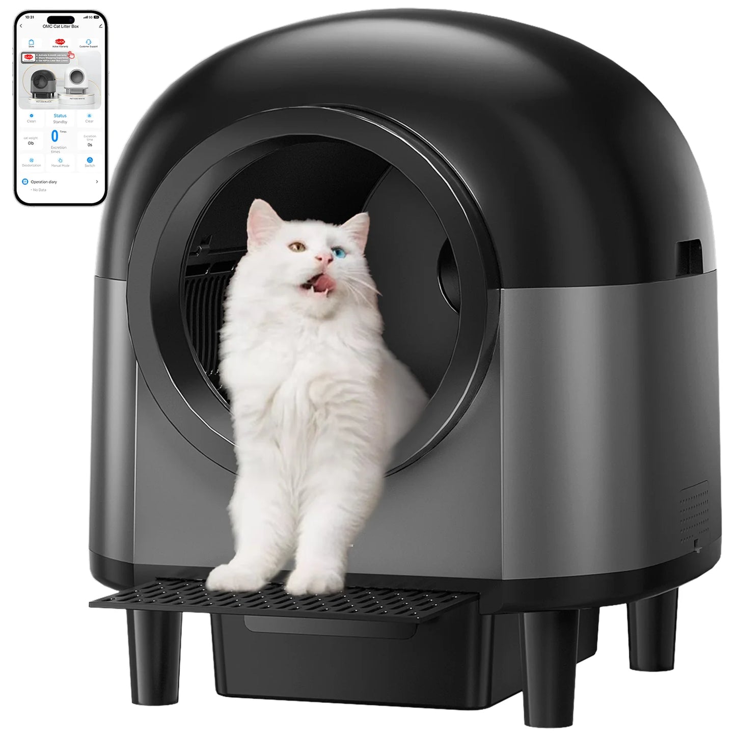 OMC-M1 Self Cleaning Automatic Cat Litter Box Toilet for 1.5-8kg Cat Trash Bag Litter Smart Cat Travel Toilet App Control Tray
