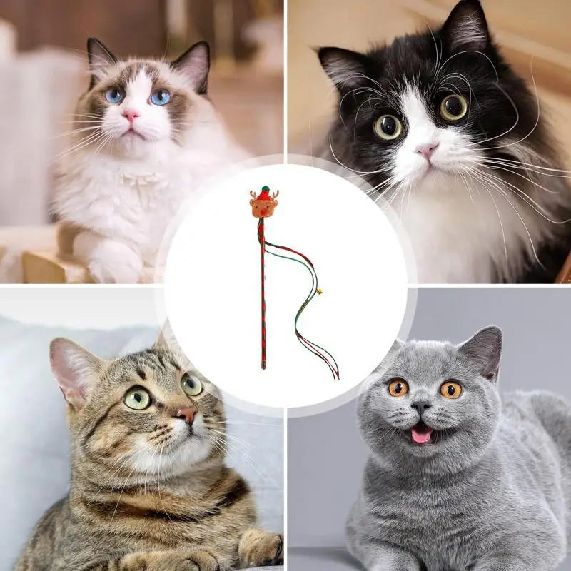 Cat Wands For Indoor Cats Creative Christmas Cat Toy String Cat Toy Interactive Cat Toy Multipurpose Cat Teasing Stick For Pet