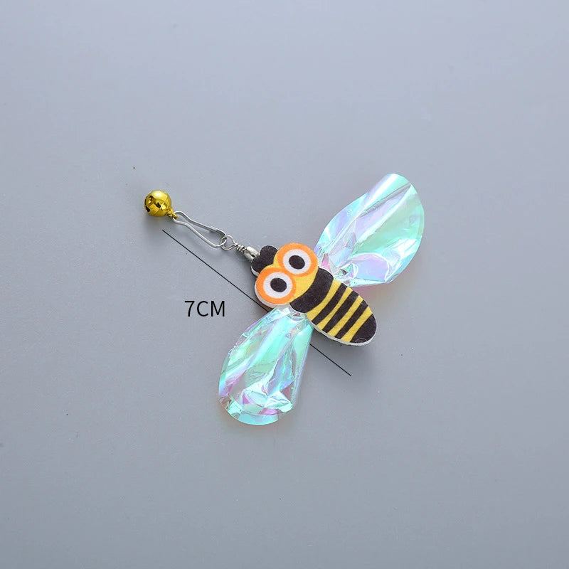 Cat Toys Funny Cat Stick Replacement Head Plush Feather Bird with Bell Toys Interactive Magic Wand DIY Feathers Pet Supplies