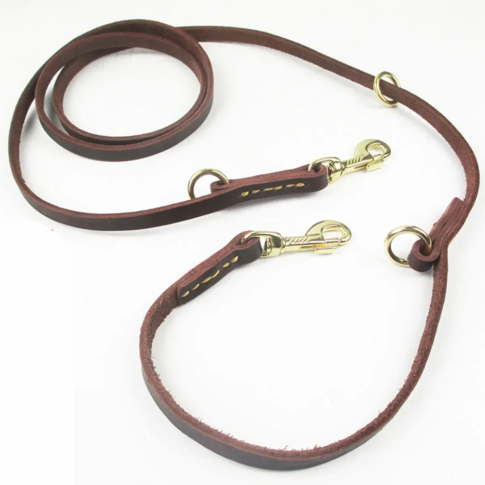 Hands Free Dog Leash 2.3m Real Leather Crossbody Dog Running Leash Multifunctional Pet Leads for All Breeds Dogs Walking Jogging