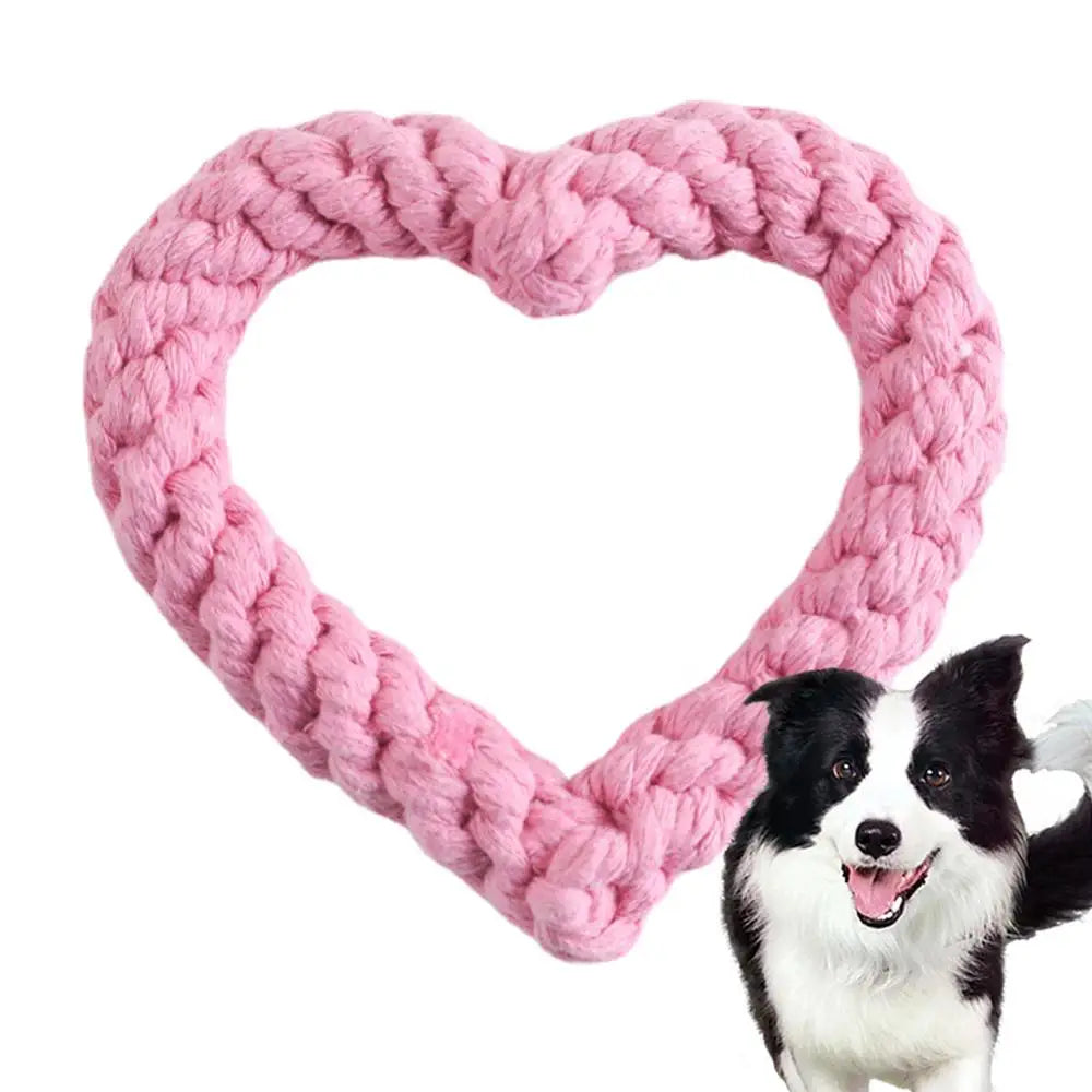 Small Cotton Rope Dog Chew Toy Creative Heart Shaped Pet Chew Toy Bite-resistant Fun Cat Training Teething Toy Pet Supplies