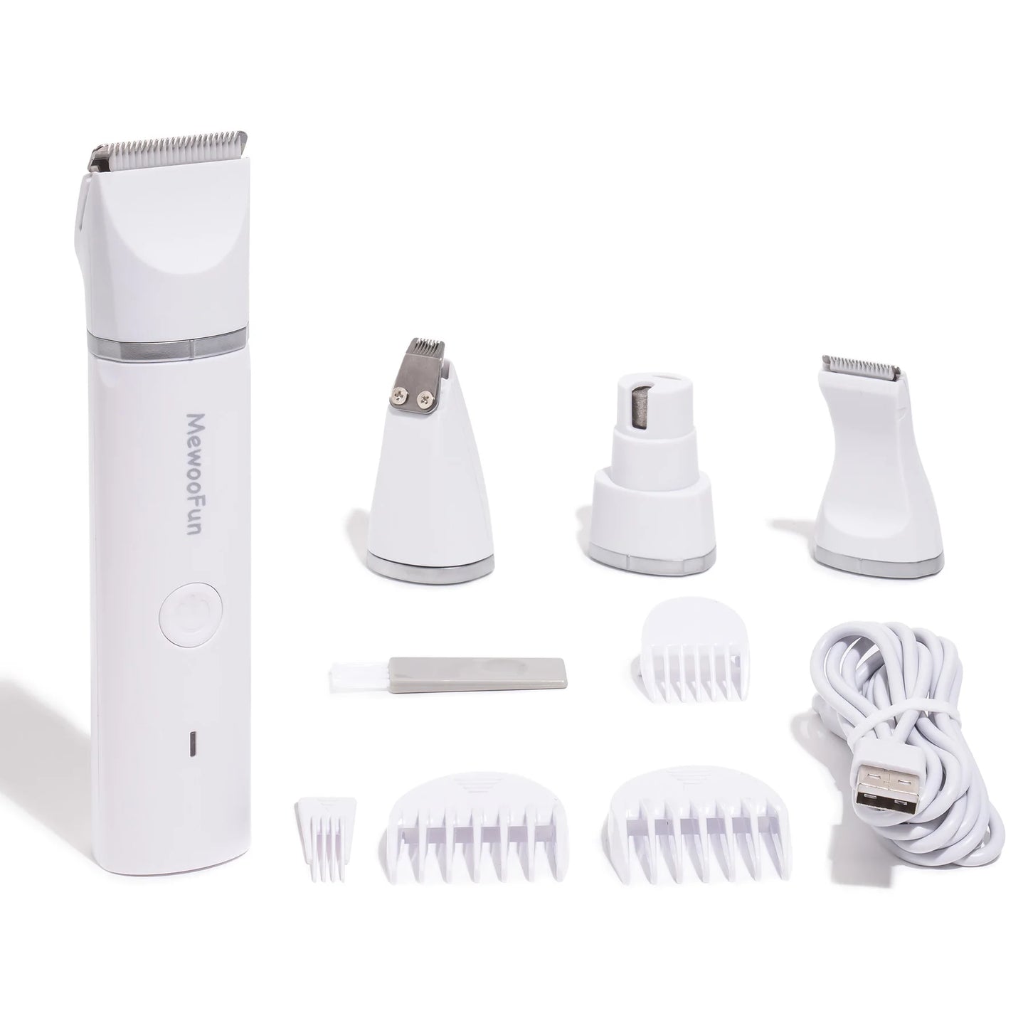 Mewoofun 4 in 1 Pet Electric Hair Trimmer with 4 Blades Grooming Clipper Nail Grinder Professional Recharge Haircut For Dogs Cat