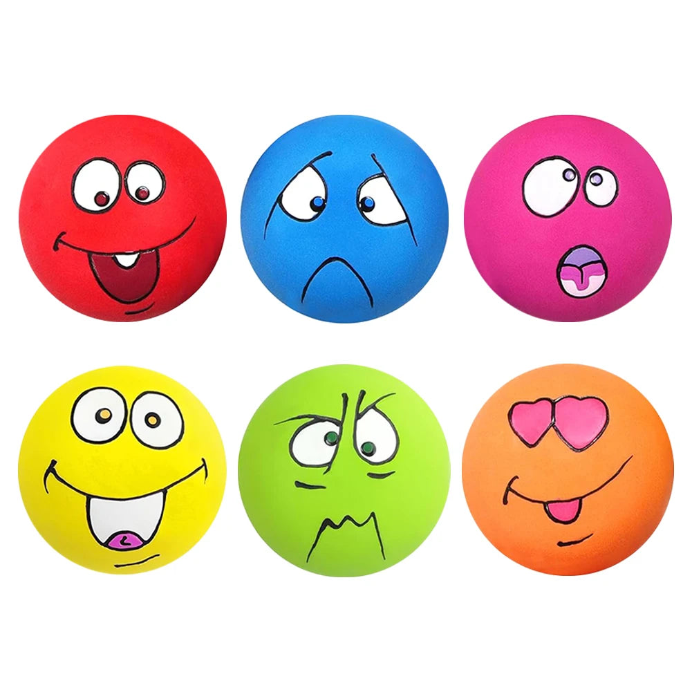 6Pcs Smile Face Squeaky Dog Toys Soft Latex Dog Squeaky Toys Bouncy Cute Face Pet Dog Toys for Small Medium Puppy Pet Dogs