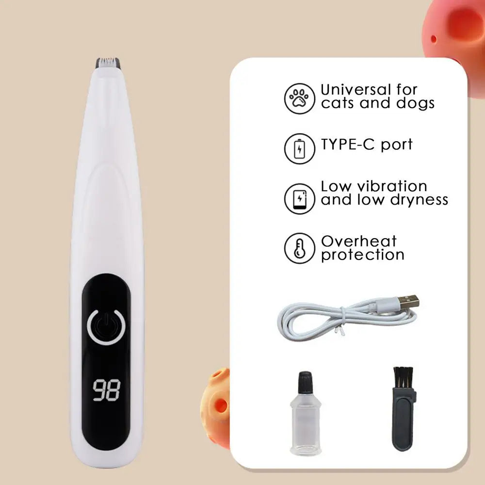 Dog Paw Trimmer with LED Light Fully Waterproof Pet Hair Trimmer with LED Display Dog Clippers for Grooming Daily supplies