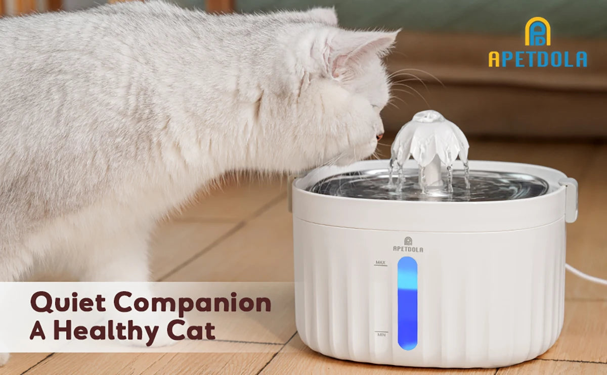 APETDOLA Cat Water Fountain Automatic Pet Water Dispenser for Cats Dogs with Stainless Steel Tray 6-level Filtering System fp10