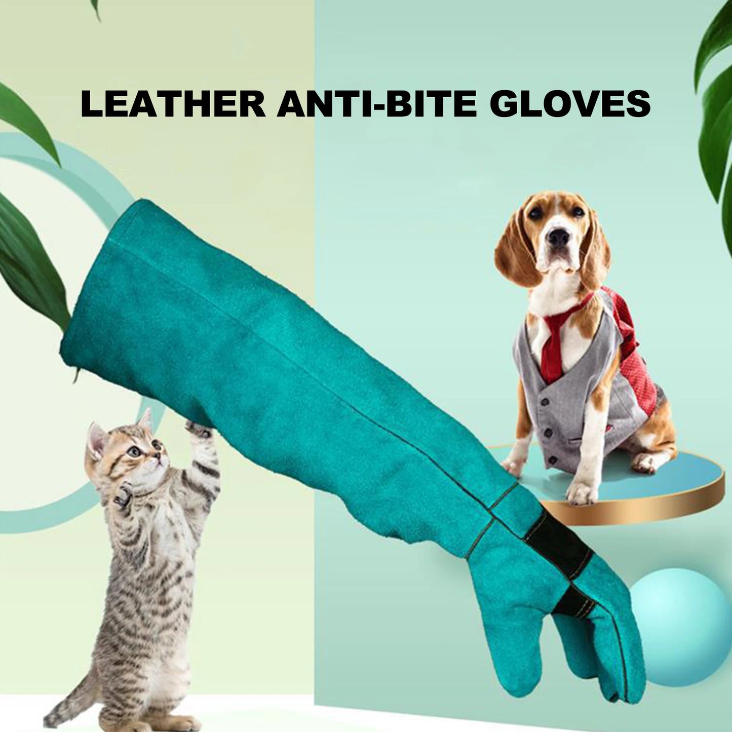 Animal Anti-Bite Gloves Durable Leather Protective Handling Gloves 45/60cm Length Cutting-proof And Anti-thorn Pet Handling Tool