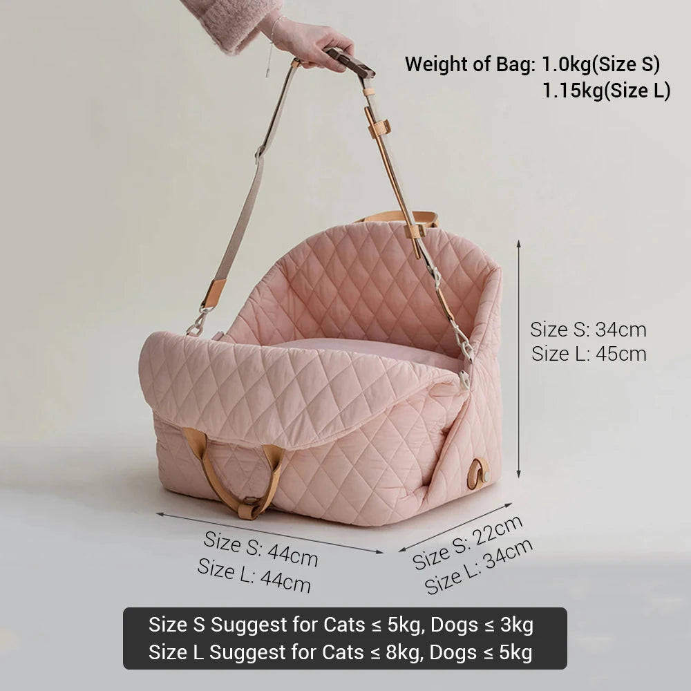 Portable Pet Car Seat, Non-slip Carriers, Safe Car Box, Booster Kennel Bag for Small Dog Cat Travel, Siege De Voiture Pour Chien