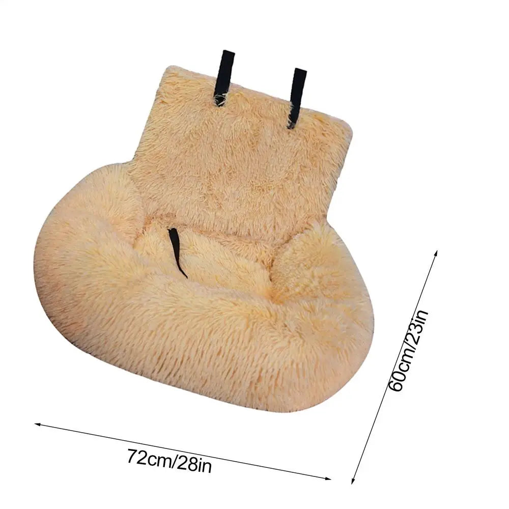 Soft Plush Dog Seat Kennel Cat Car Seat Cushion Puppy Bed With Adjustable Fixed Strap Cat Pet Traveling Carry Vehicle Supplies