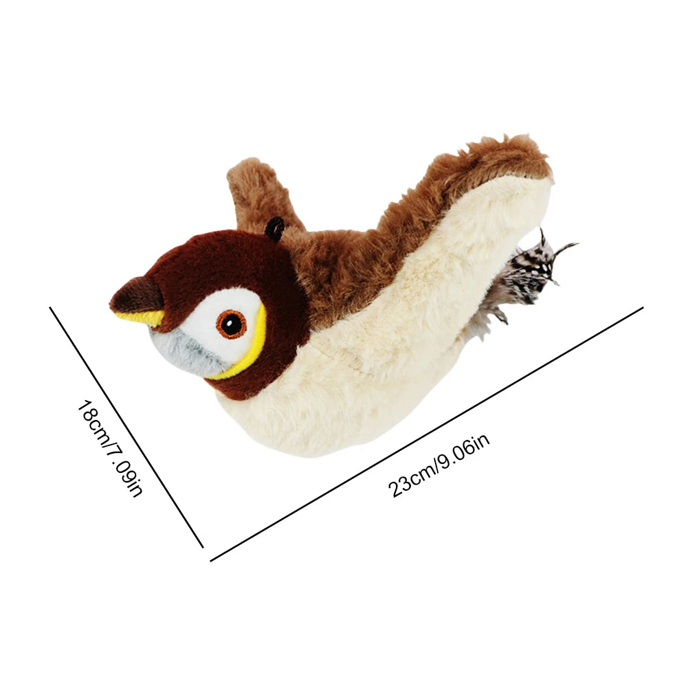 Interactive Cat Toys Flapping Wings(no Flying) Sparrow Catnip Toys Simulated Chirping Bird with Vibration Sensor for Cats