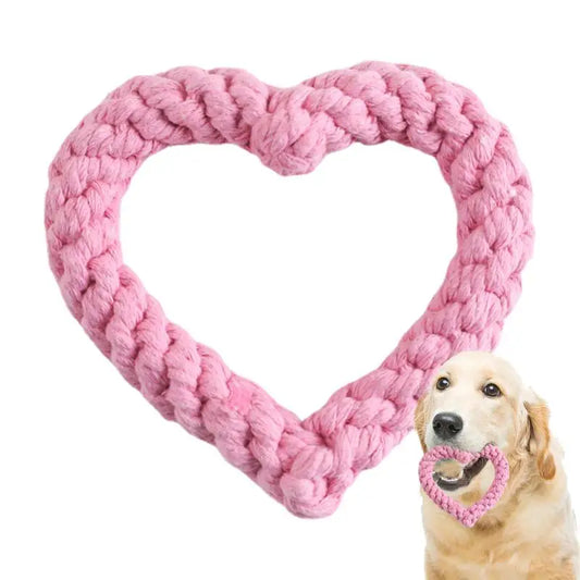 Small Cotton Rope Dog Chew Toy Creative Heart Shaped Pet Chew Toy Bite-resistant Fun Cat Training Teething Toy Pet Supplies