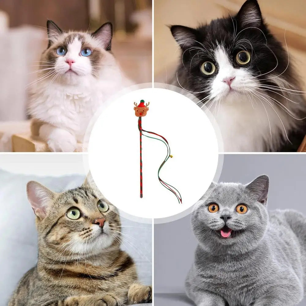 Cat Wands For Indoor Cats Creative Christmas Cat Toy String Cat Toy Interactive Cat Toy Multipurpose Cat Teasing Stick For Pet