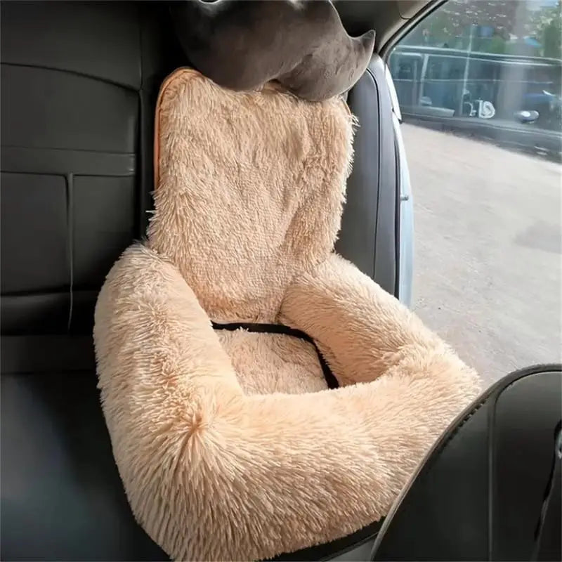 Soft Plush Dog Seat Kennel Cat Car Seat Cushion Puppy Bed With Adjustable Fixed Strap Cat Pet Traveling Carry Vehicle Supplies