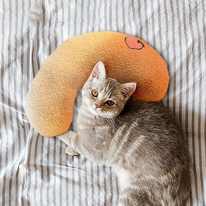 Cat Calming Pillow Cute Pet Pillow Soft U Shaped Cat Pillow Skin-Friendly Elastic Cushion Pet Accessories For Dogs Puppies