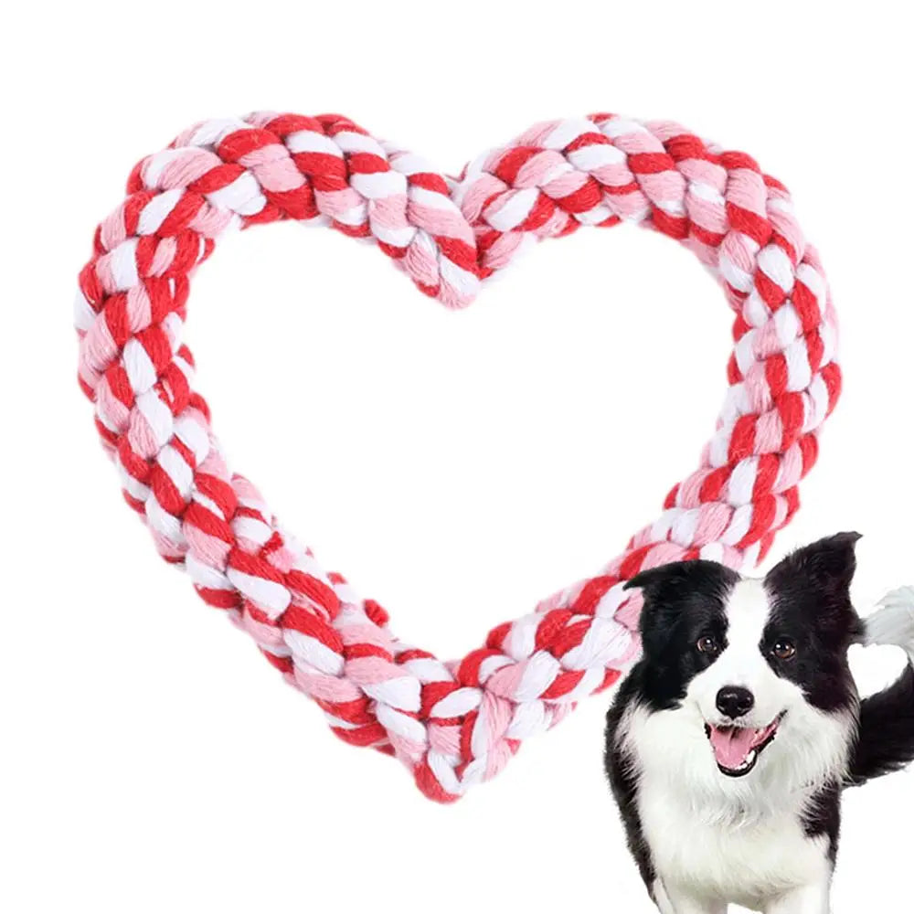 Small Cotton Rope Dog Chew Toy Creative Heart Shaped Pet Chew Toy Bite-resistant Fun Cat Training Teething Toy Pet Supplies