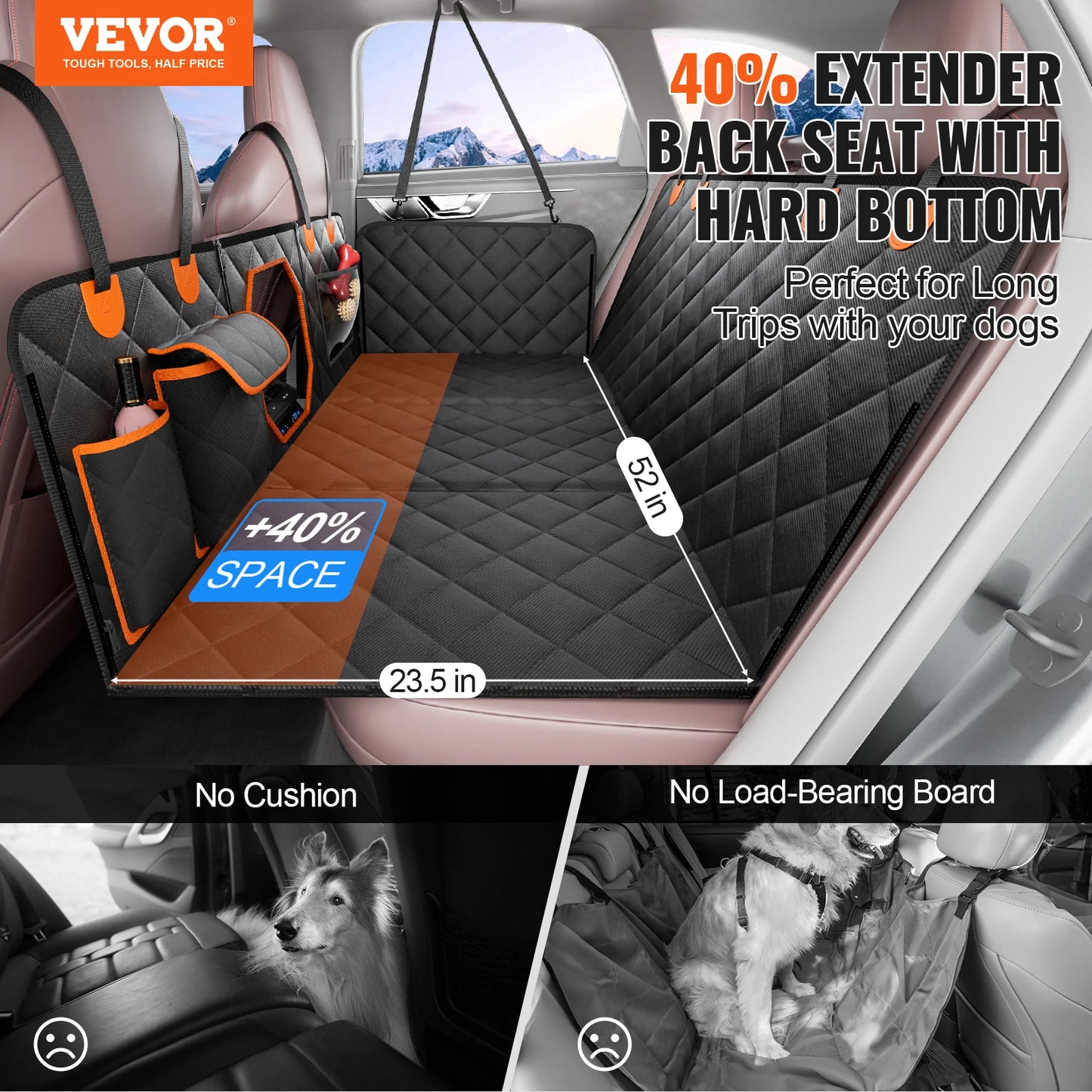 SucceBuy Dog Car Seat Cover for Back Seat Waterproof 600D Heavy Duty Pet Car Seat Protectors with Mesh Window and Storage Pocket