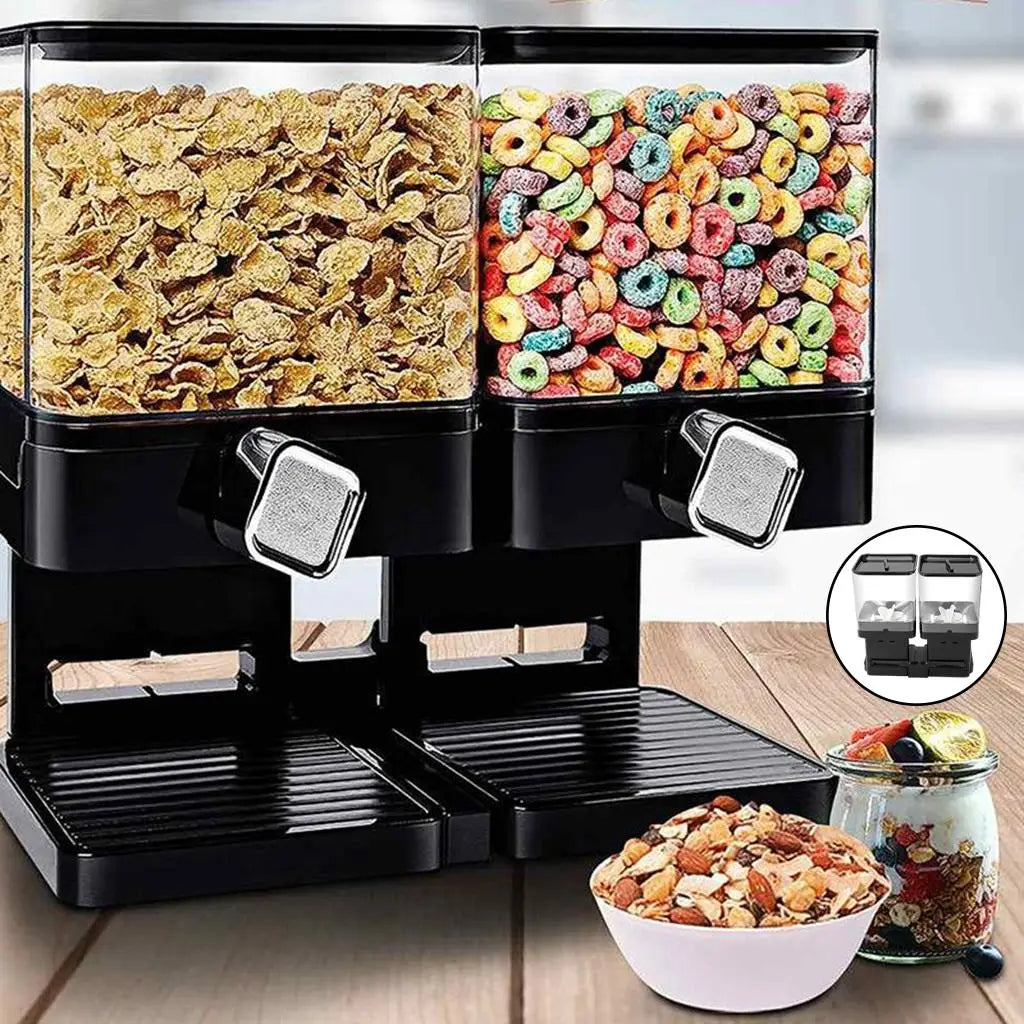 Standing Dry Food Storage Dispenser, 2 Grids Cereal Storage Box, Space