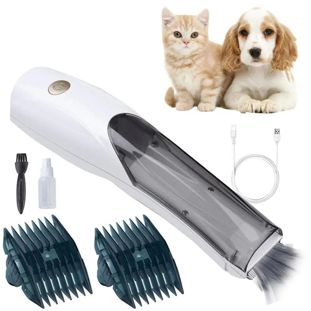 Dog Shaver Clipper 3-speed Cordless Pet Hair Clipper With Suction USB Vacuum Electric Dog Hair Trimmer Low Noise 1500mAh USB