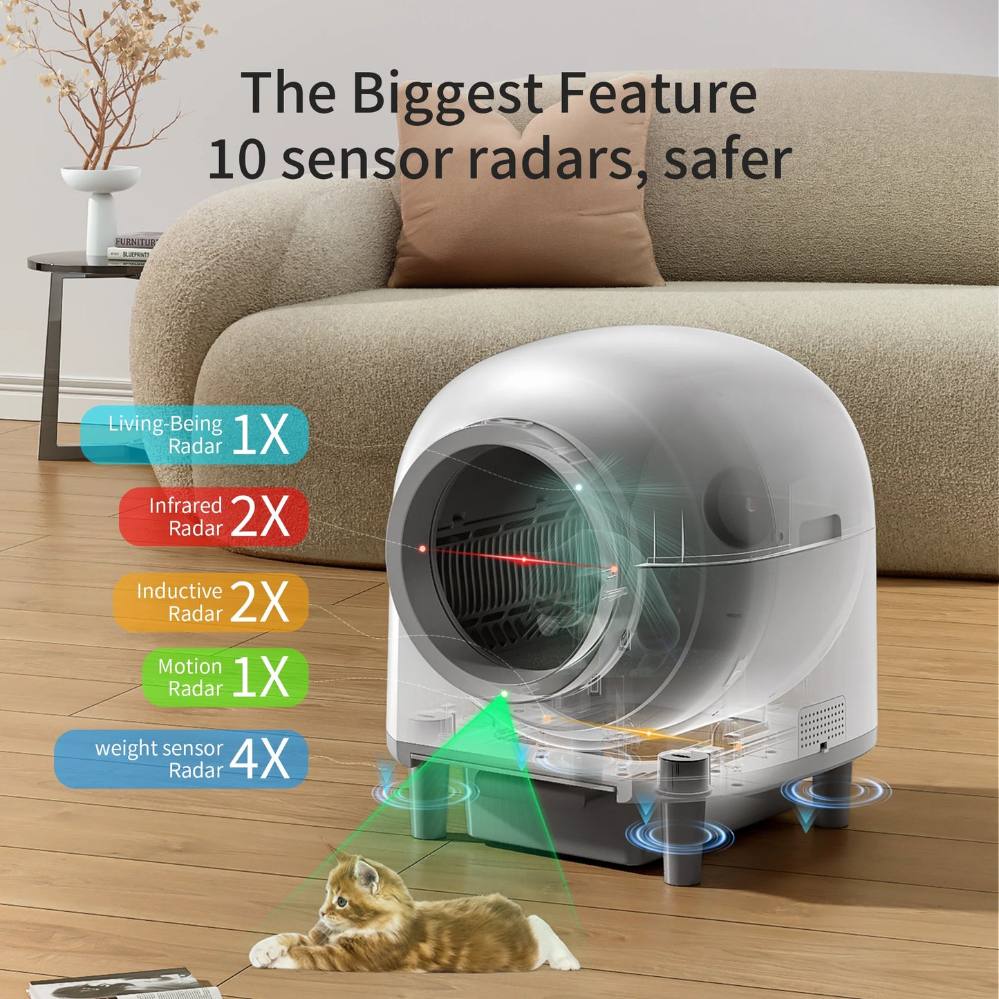 OMC-M1 Self Cleaning Automatic Cat Litter Box Toilet for 1.5-8kg Cat Trash Bag Litter Smart Cat Travel Toilet App Control Tray