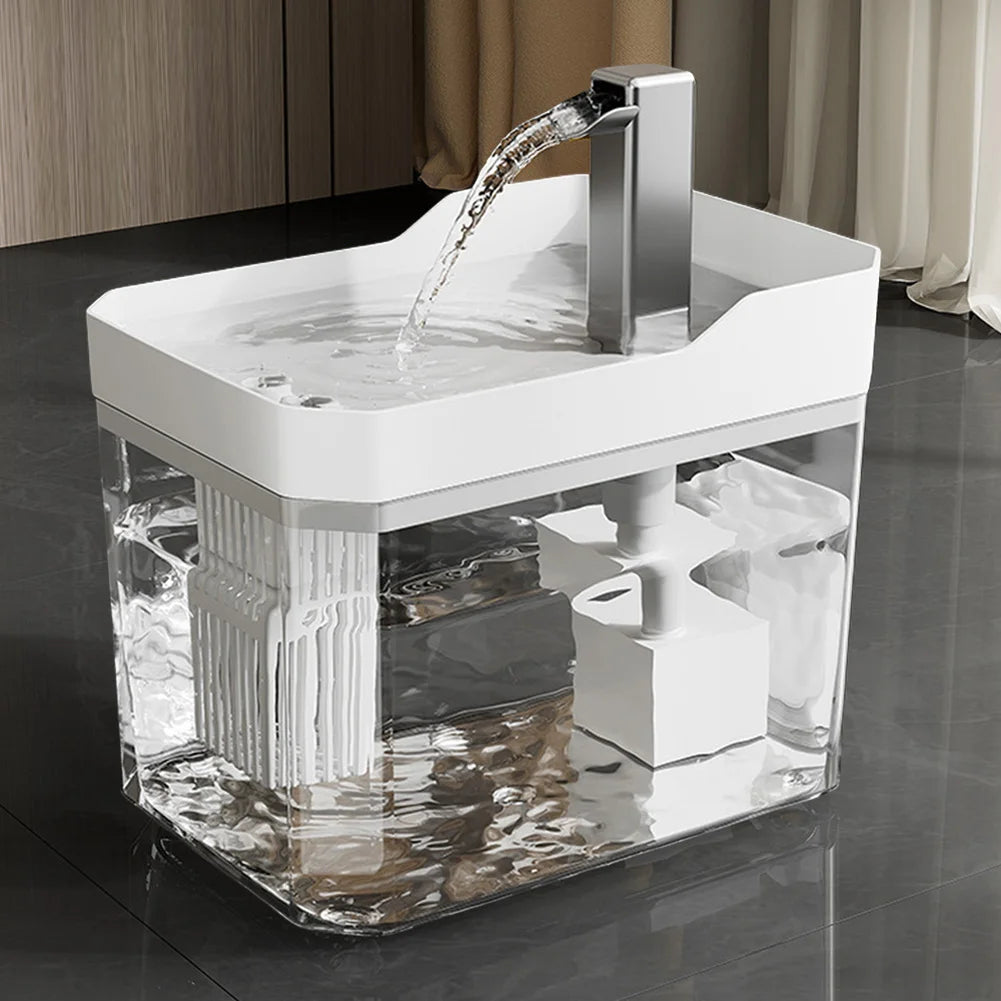Cat Water Fountain Auto Filter Transparent Cat Drinker USB Anti-Dry Burning Recirculate Filtering Water Dispenser with Pump