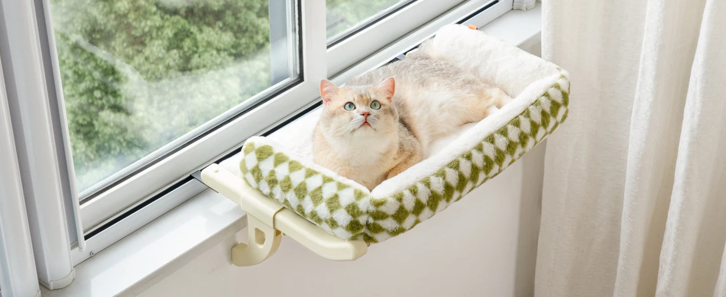 Mewoofun Cat Hammock One-Step Sliding Clamping Slot Adjustment Cat Window Hammock with Removable Covers 30kg Pet Accessories
