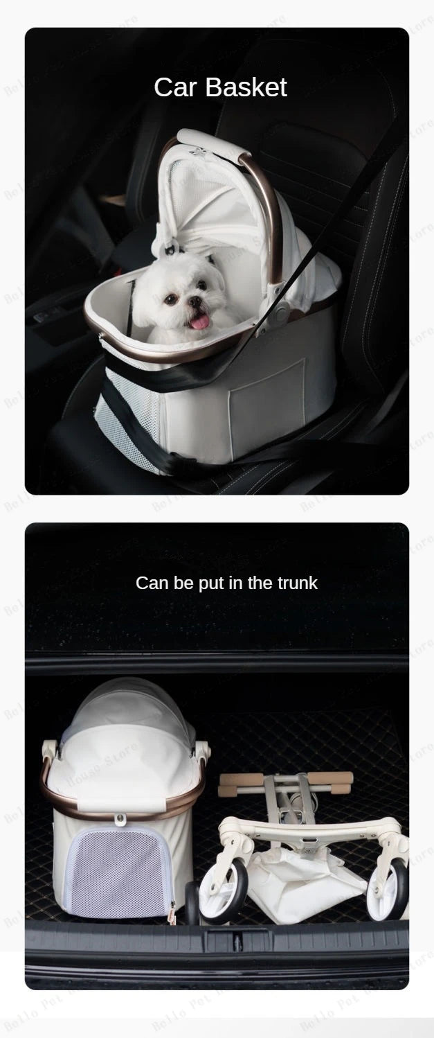 Limited Edition Lightweight Travel Pet Stroller Breathable Pet Basket Detachable - Vehicle Mounted Pet Safety Basket Dog Cart