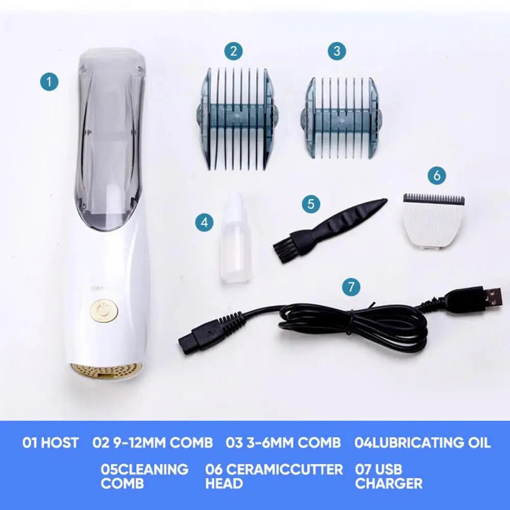 Dog Shaver Clipper 3-speed Cordless Pet Hair Clipper With Suction USB Vacuum Electric Dog Hair Trimmer Low Noise 1500mAh USB