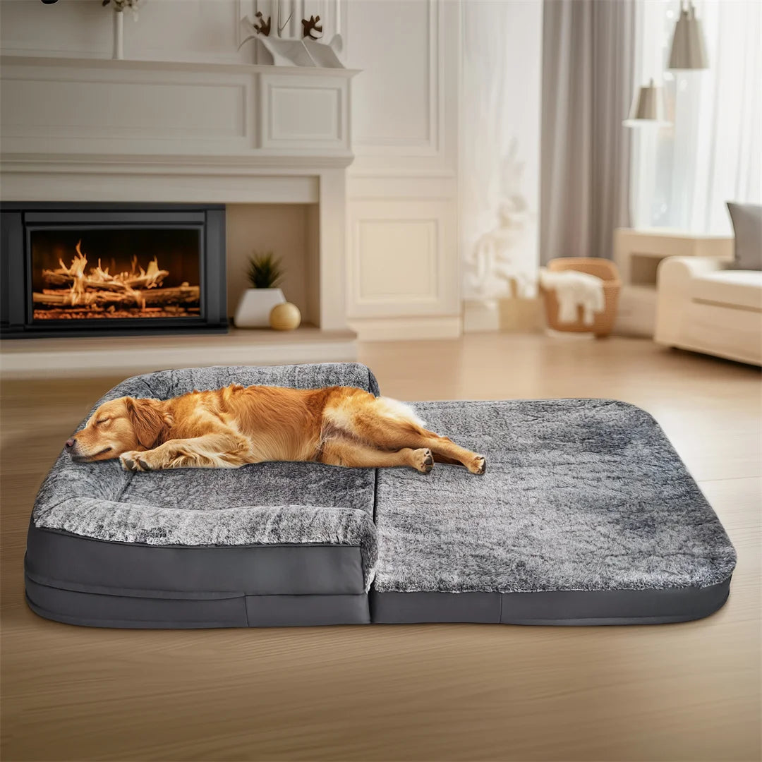 180cm Long Human-Size Giant Dog Bed Foldable Calming Pet Dog Bed Plush Cover Orthopedic