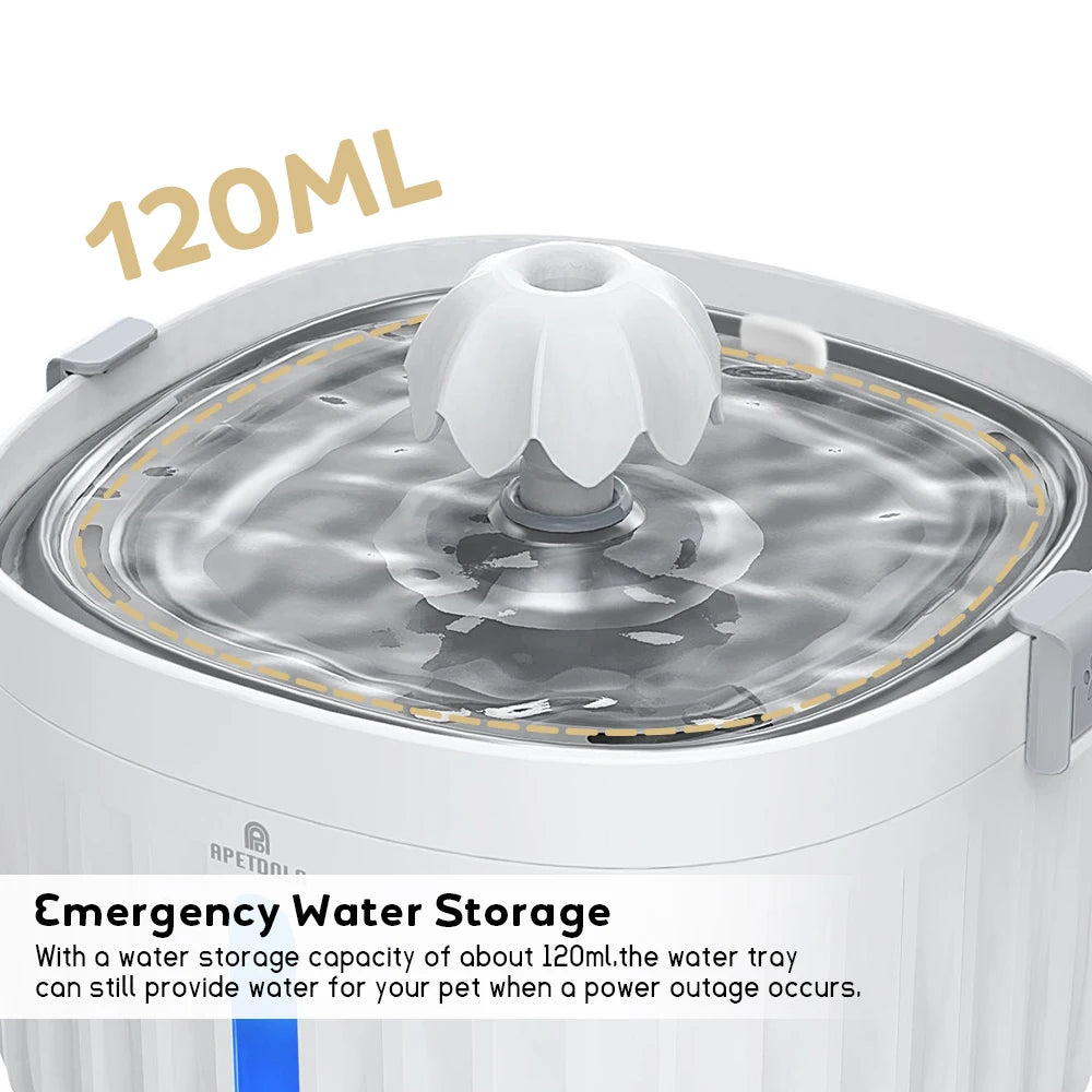 APETDOLA Cat Water Fountain Automatic Pet Water Dispenser for Cats Dogs with Stainless Steel Tray 6-level Filtering System fp10