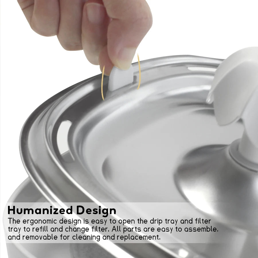 APETDOLA Cat Water Fountain Automatic Pet Water Dispenser for Cats Dogs with Stainless Steel Tray 6-level Filtering System fp10