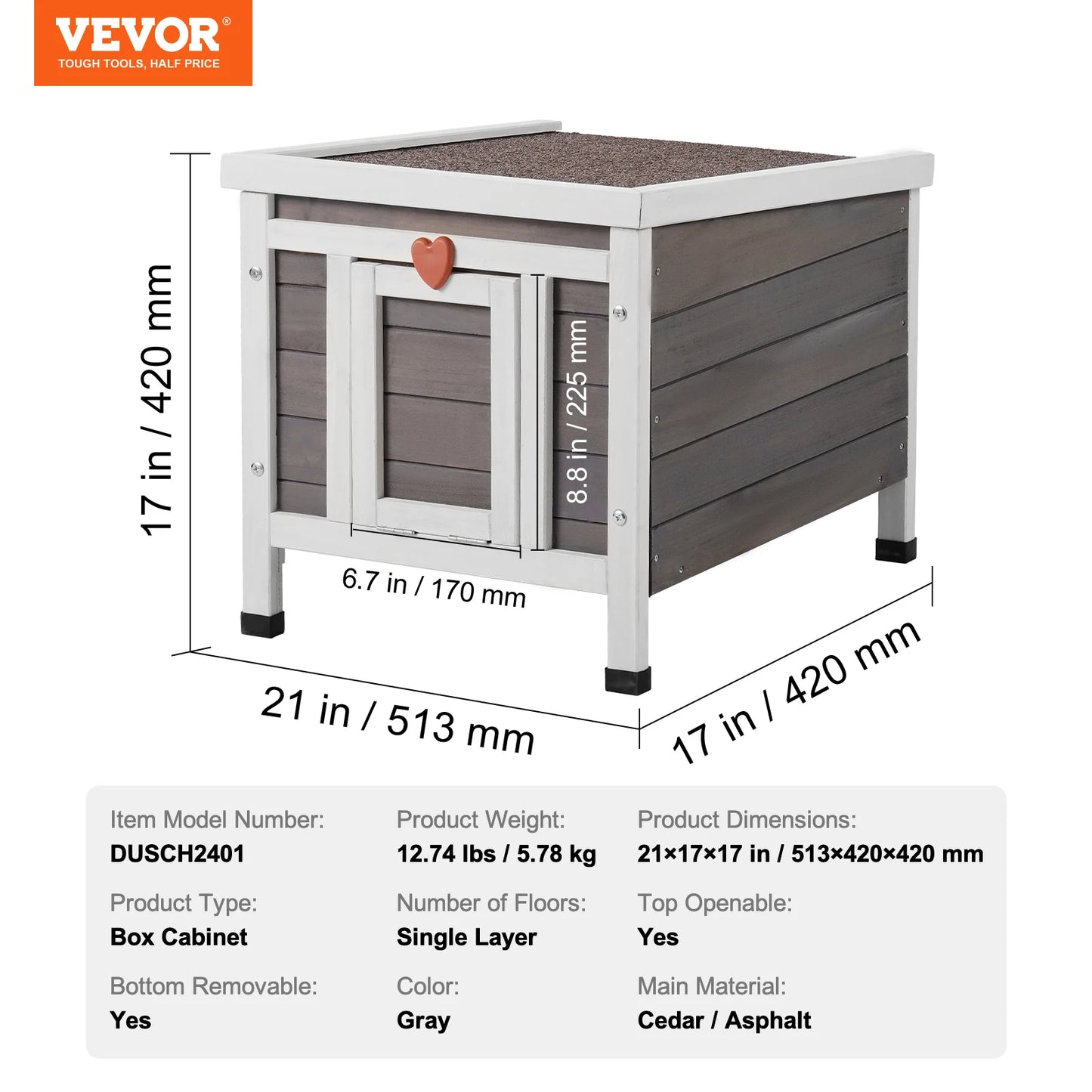 VEVOR Outdoor Cat House Weatherproof, Feral Cat Shelter for Cats Outdoor Wooden Cat Rabbit House with All-Round Foam Insulated