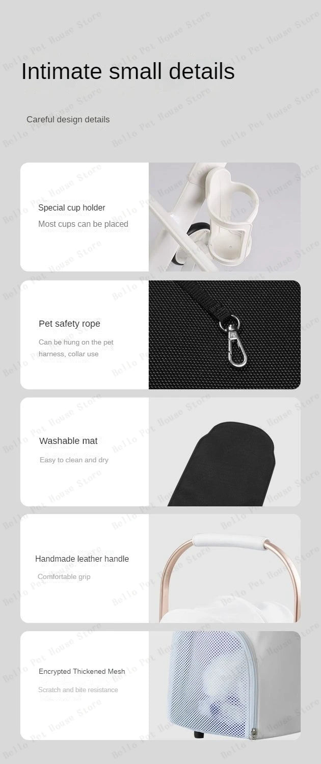 Limited Edition Lightweight Travel Pet Stroller Breathable Pet Basket Detachable - Vehicle Mounted Pet Safety Basket Dog Cart