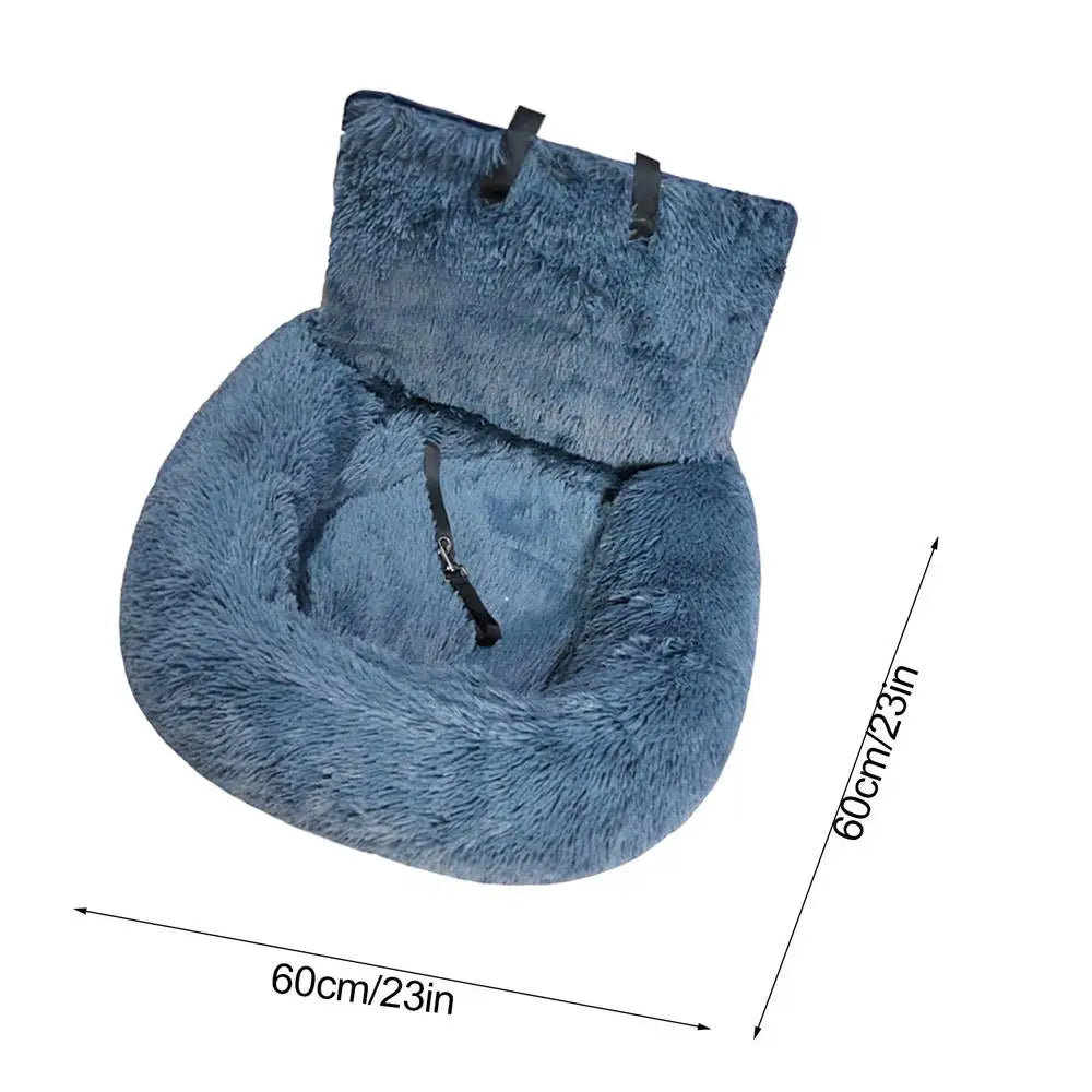 Soft Plush Dog Seat Kennel Cat Car Seat Cushion Puppy Bed With Adjustable Fixed Strap Cat Pet Traveling Carry Vehicle Supplies